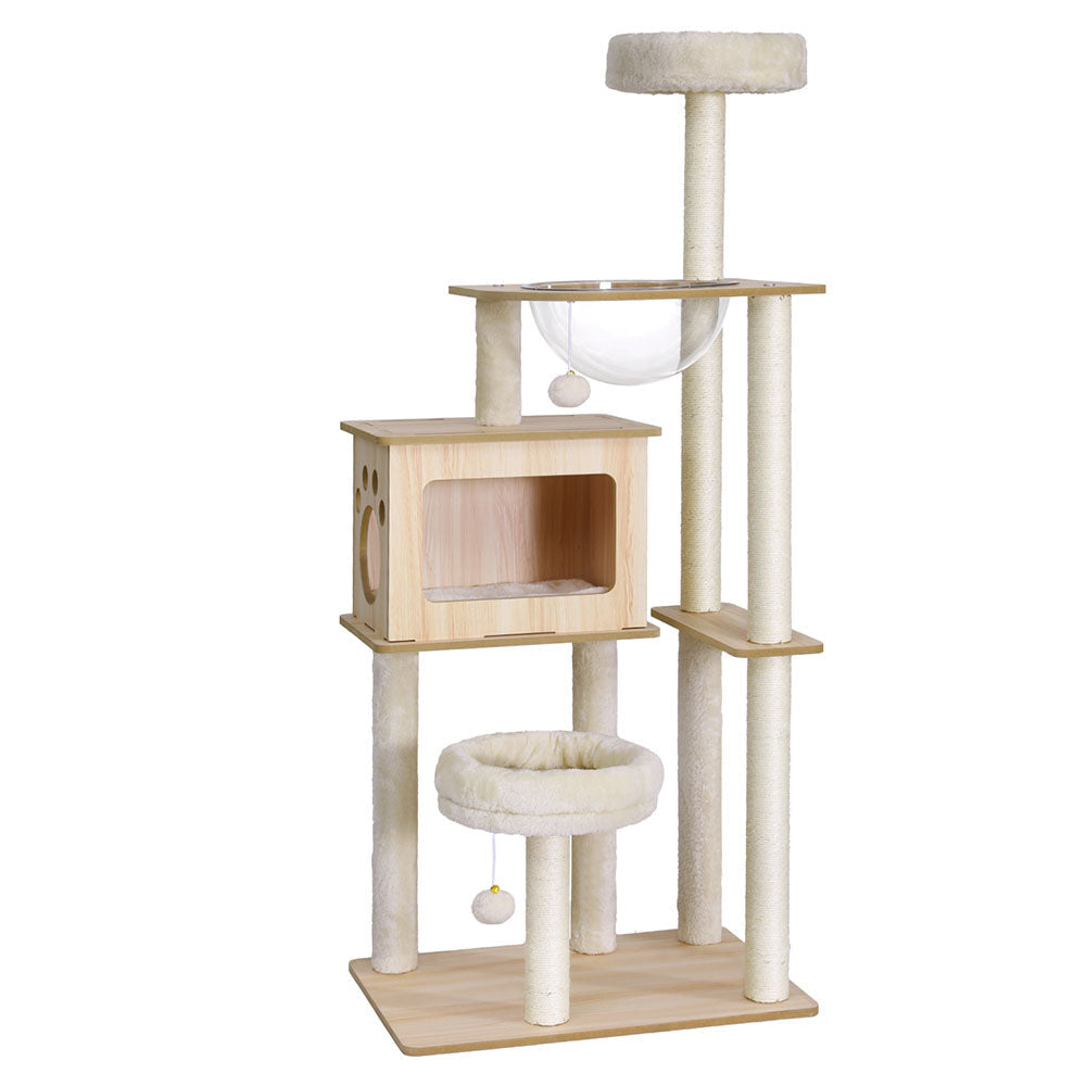 Cat Tree Tower Scratching Post Scratcher 142cm Wood Bed Condo House Cares Fast shipping On sale