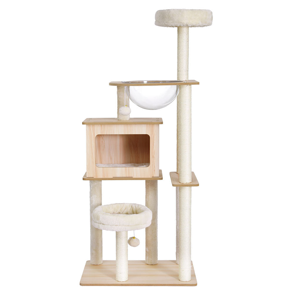 Cat Tree Tower Scratching Post Scratcher 142cm Wood Bed Condo House Cares Fast shipping On sale