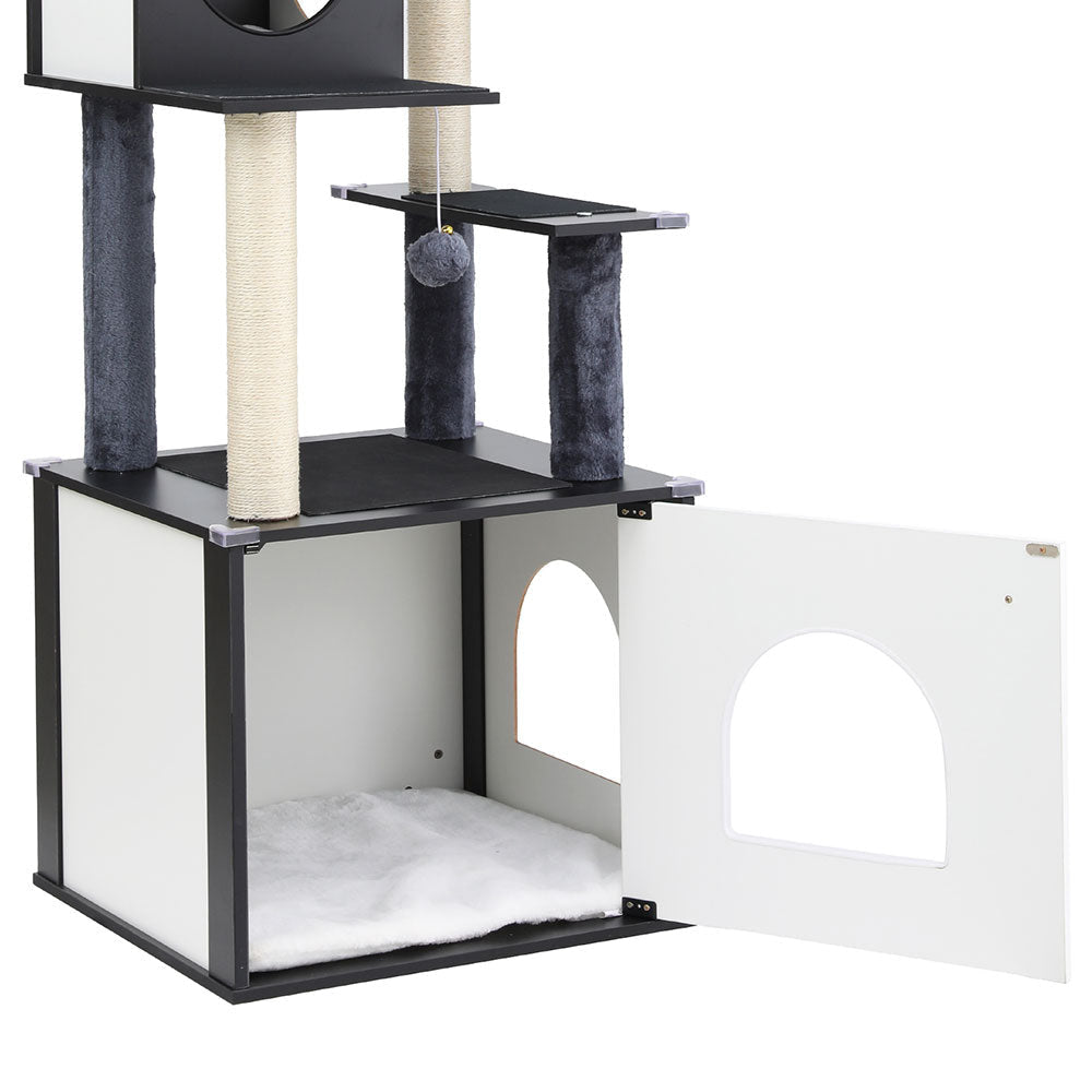 Cat Tree Tower Scratching Post Scratcher 144cm Wood Bed Condo House Cabinet Cares Fast shipping On sale