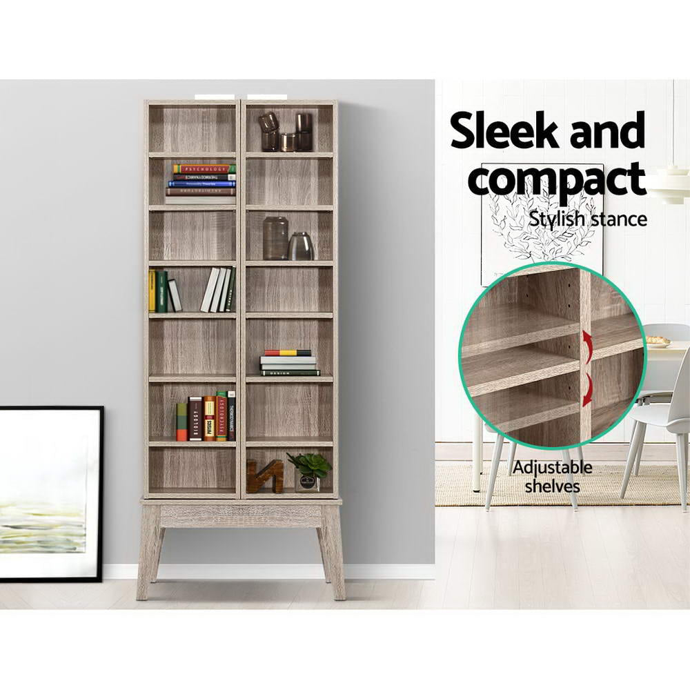 CD DVD Media Storage Display Shelf Folding Cabinet Bookshelf Bluray Rack Oak Bookcase Fast shipping On sale