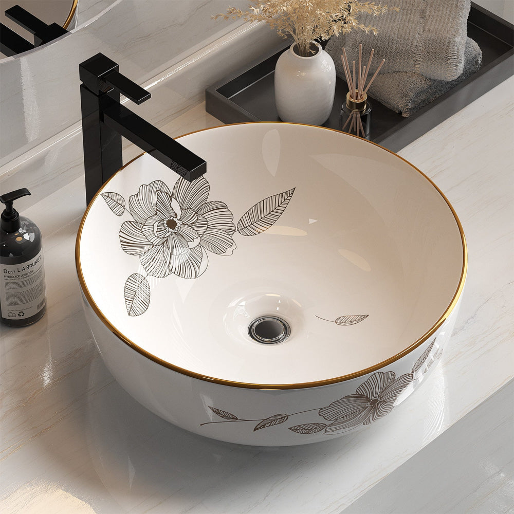 Cefito Bathroom Basin Ceramic Vanity Sink Hand Wash Bowl with Pattern 41x41cm Accessories Fast shipping On sale