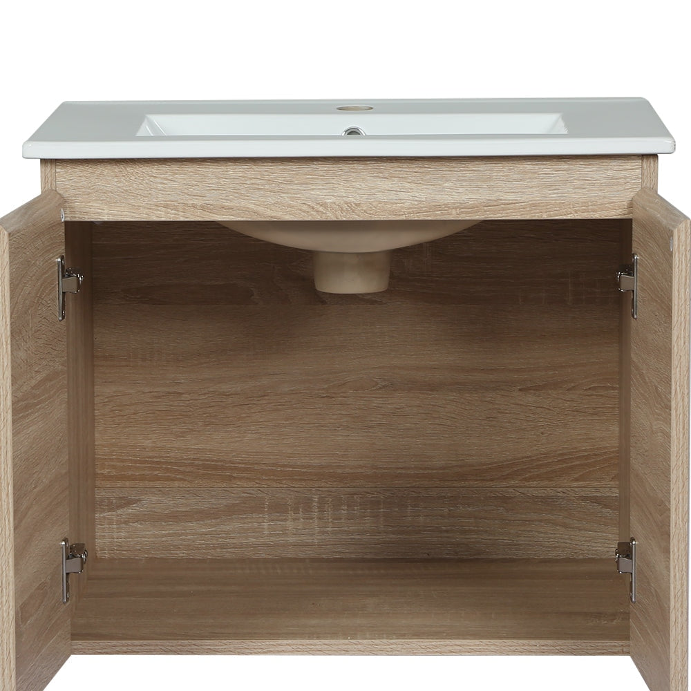 Cefito Vanity Unit Basin Cabinet Storage Bathroom Wall Mounted Ceramic 600mm Oak Furniture Fast shipping On sale