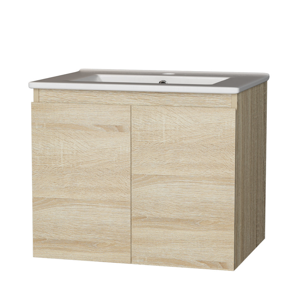Cefito Vanity Unit Basin Cabinet Storage Bathroom Wall Mounted Ceramic 600mm Oak Furniture Fast shipping On sale