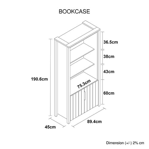 Celo 3-Tier Bookcase Display Shelf Storage Cabinet W/ 2-Doors - Oak Fast shipping On sale