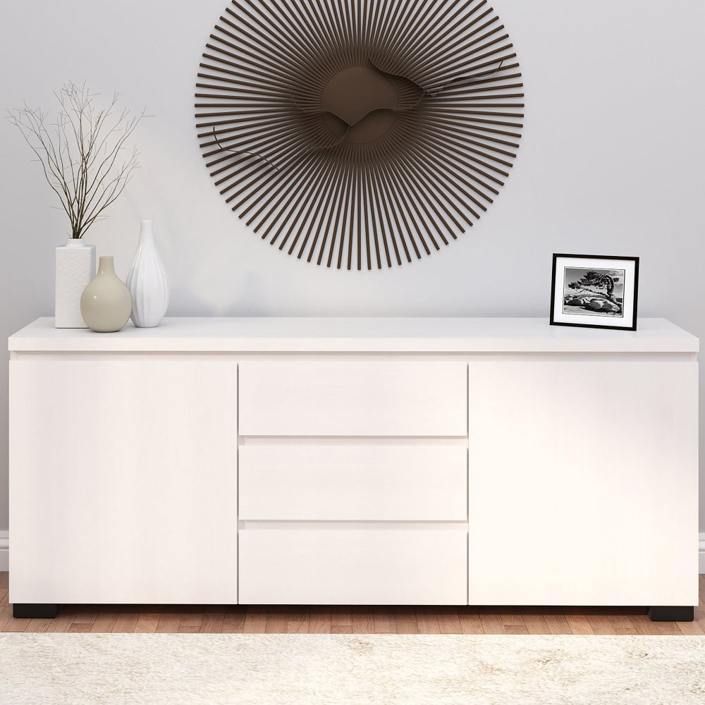 Charles Lowline Buffet Unit Sideboard Storage Cabinet W/ 2-Door 3-Drawer White & Fast shipping On sale