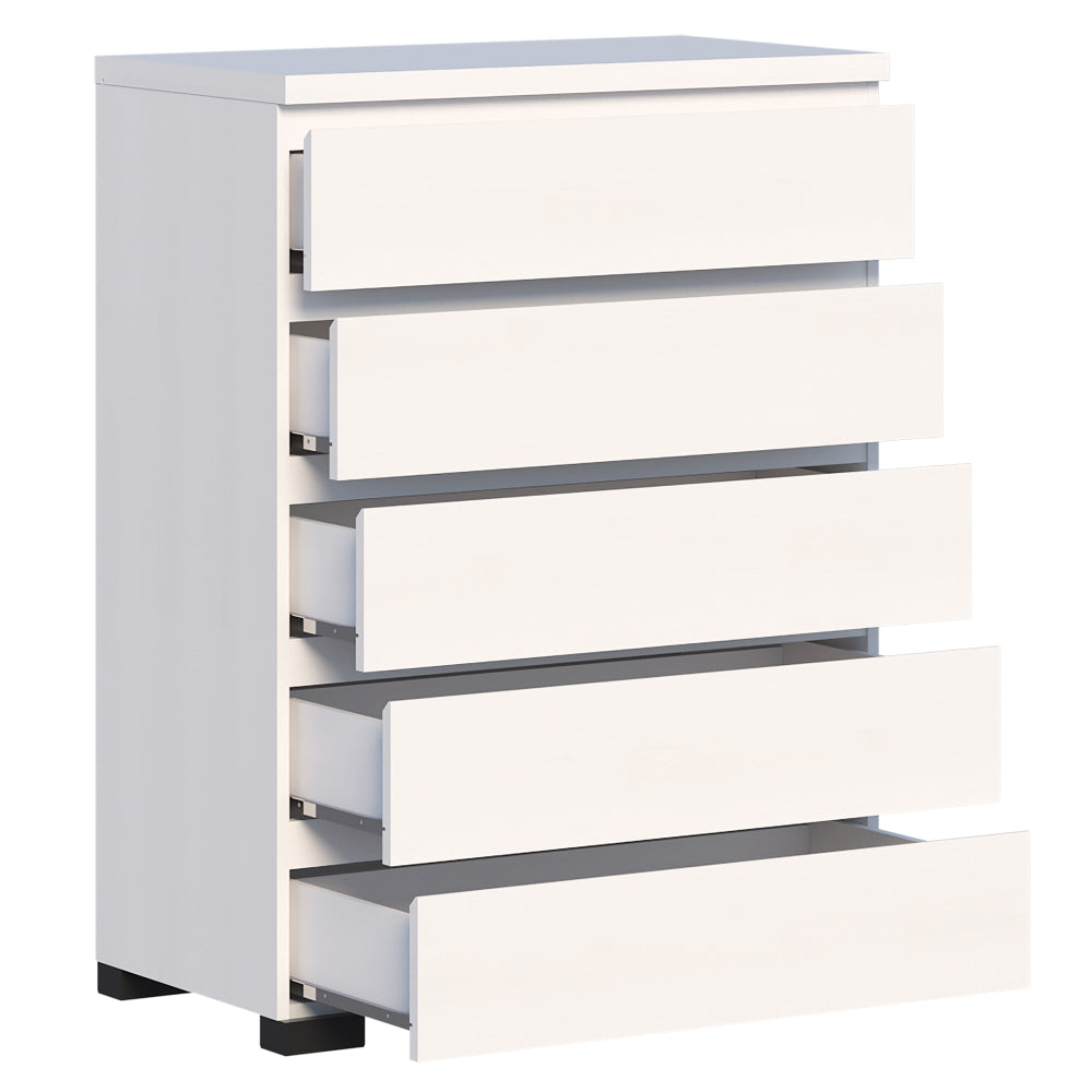 Charles Modern Wooden Chest Of 5-Drawer Tallboy Storage Cabinet White Drawers Fast shipping On sale