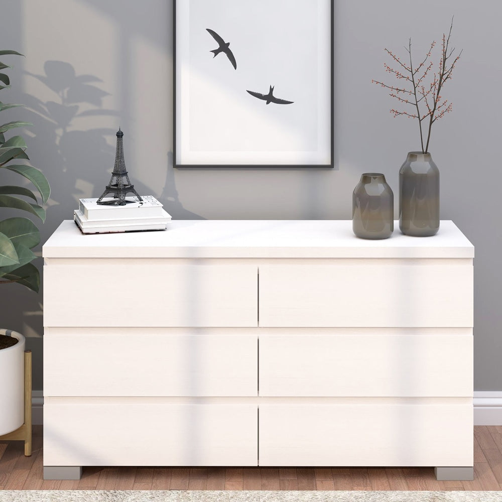 Charles Modern Wooden Chest Of 6-Drawer Dresser Storage Cabinet White Drawers Fast shipping On sale