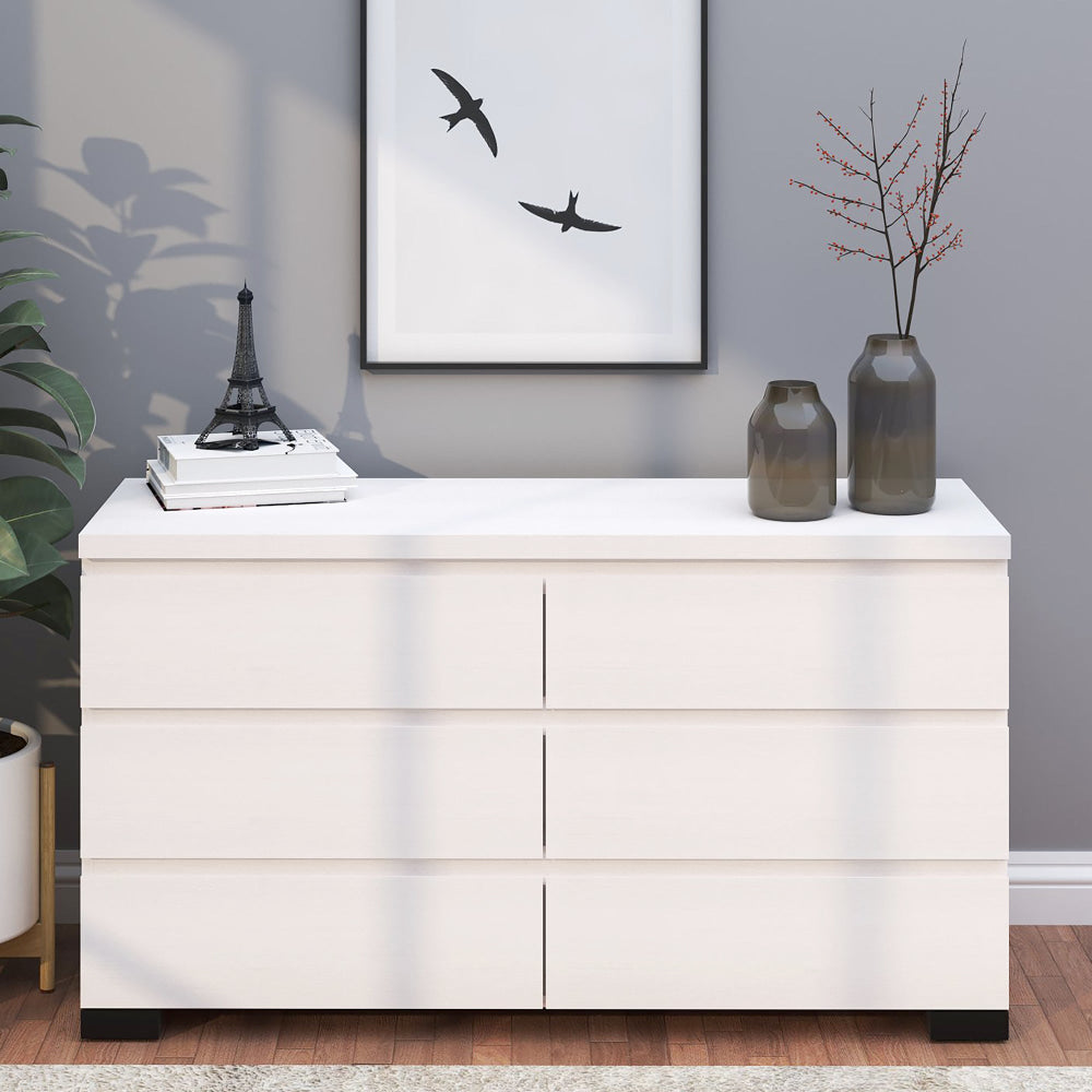 Charles Modern Wooden Chest Of 6-Drawer Dresser Storage Cabinet White Drawers Fast shipping On sale