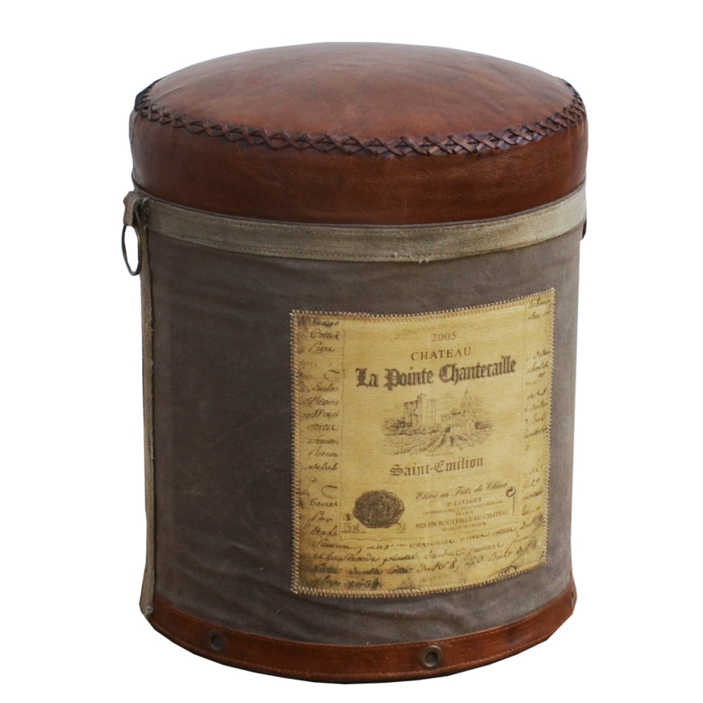 Chateau Vintage Rustic Round Foot Stool Ottoman Fast shipping On sale