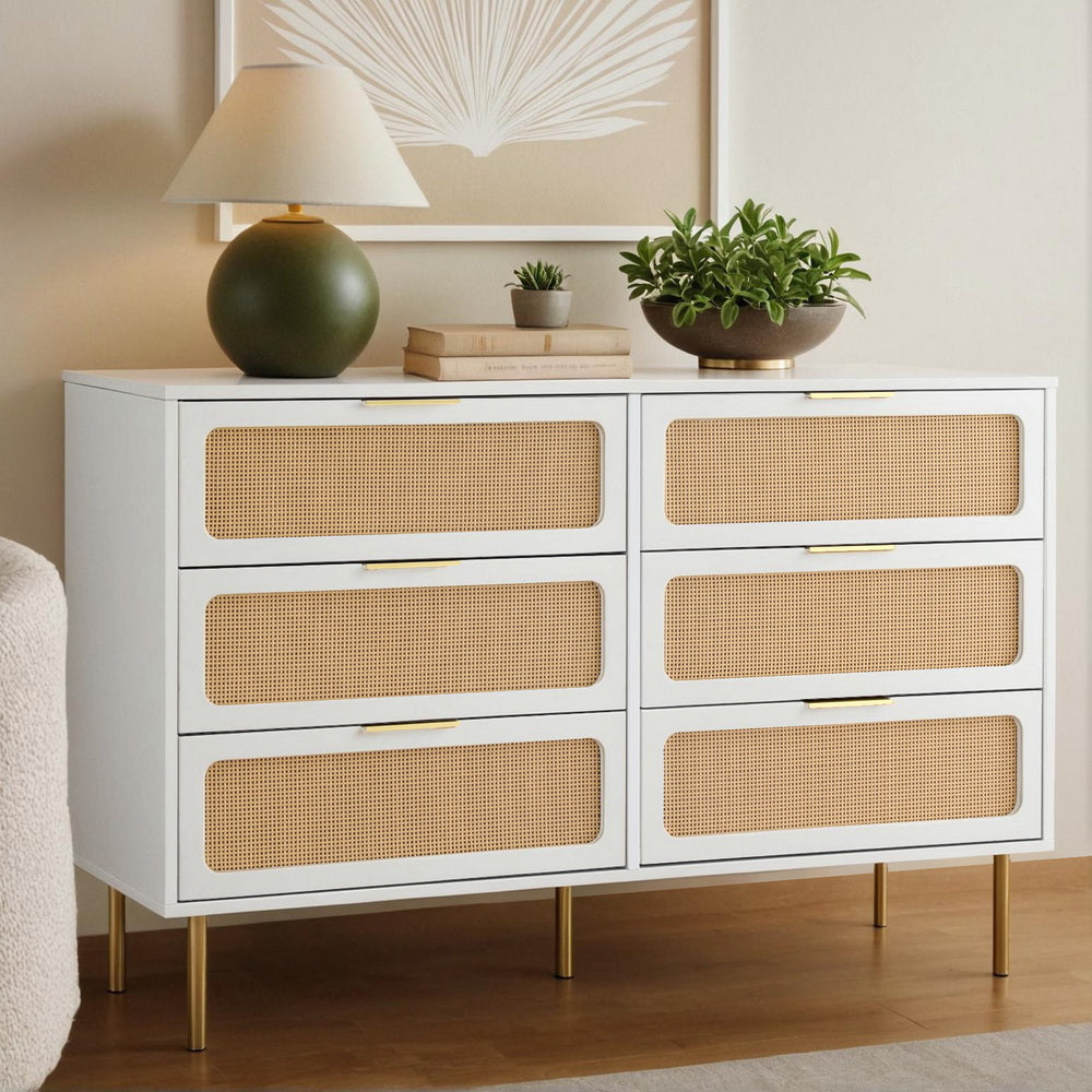 Chest of 6 Drawers Lowboy Cabinet White Of Fast shipping On sale