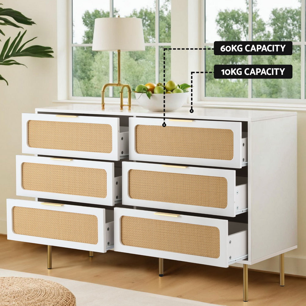 Chest of 6 Drawers Lowboy Cabinet White Of Fast shipping On sale