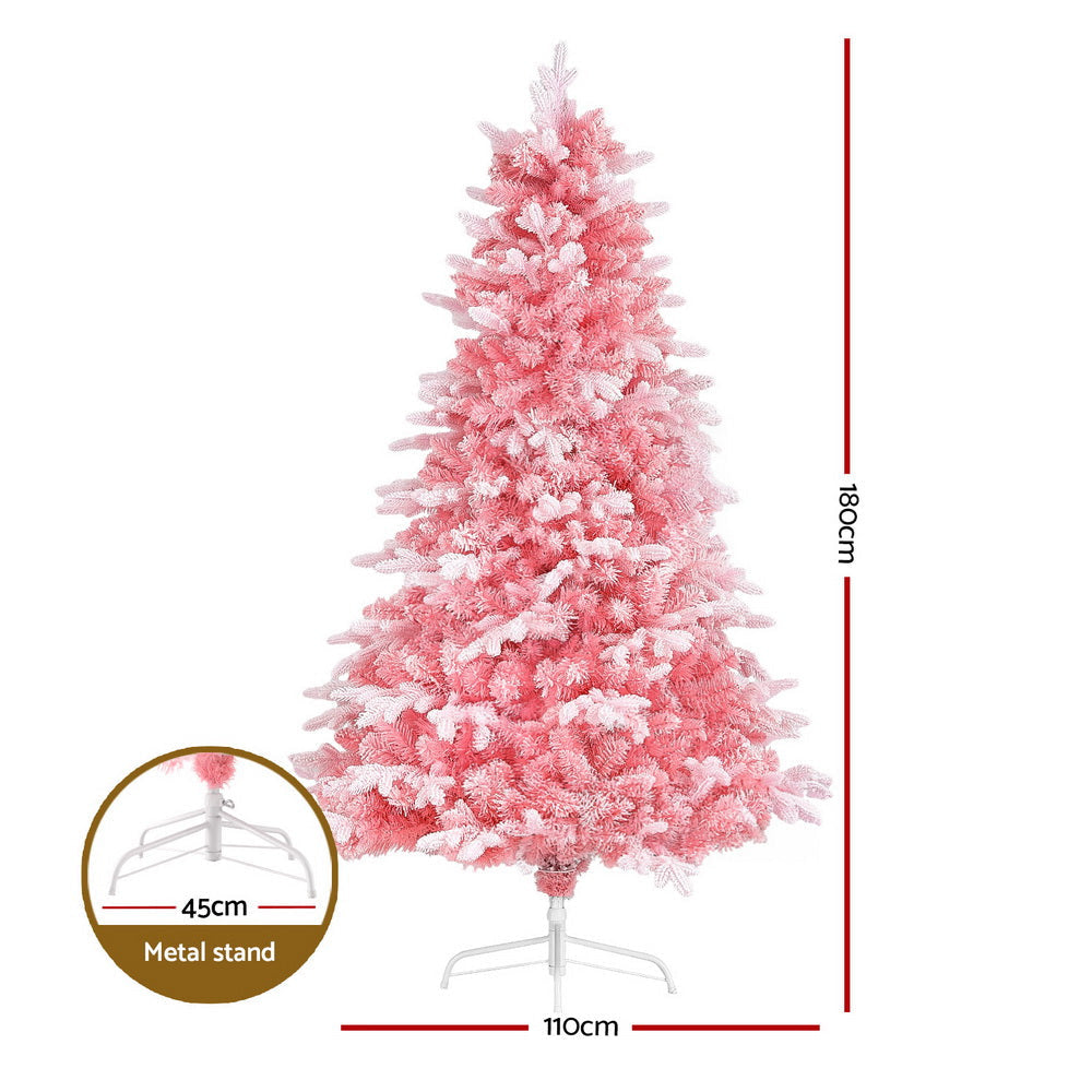 Christmas Tree 1.8m Pink Xmas Snowy Party Decor 810 Tips Fast shipping On sale