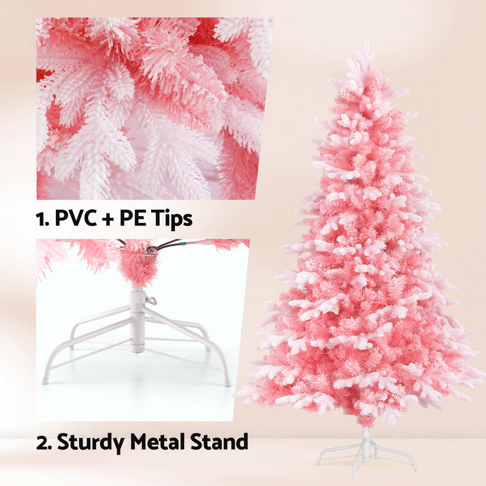 Christmas Tree 1.8m Pink Xmas Snowy Party Decor 810 Tips Fast shipping On sale