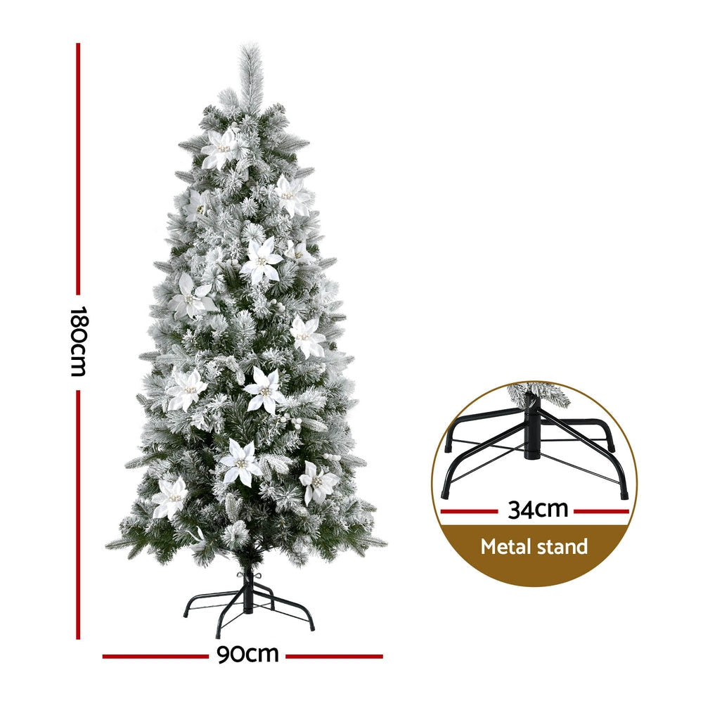 Christmas Tree 1.8m Xmas Snow Flocked Flowers Decor 564 Tips Fast shipping On sale