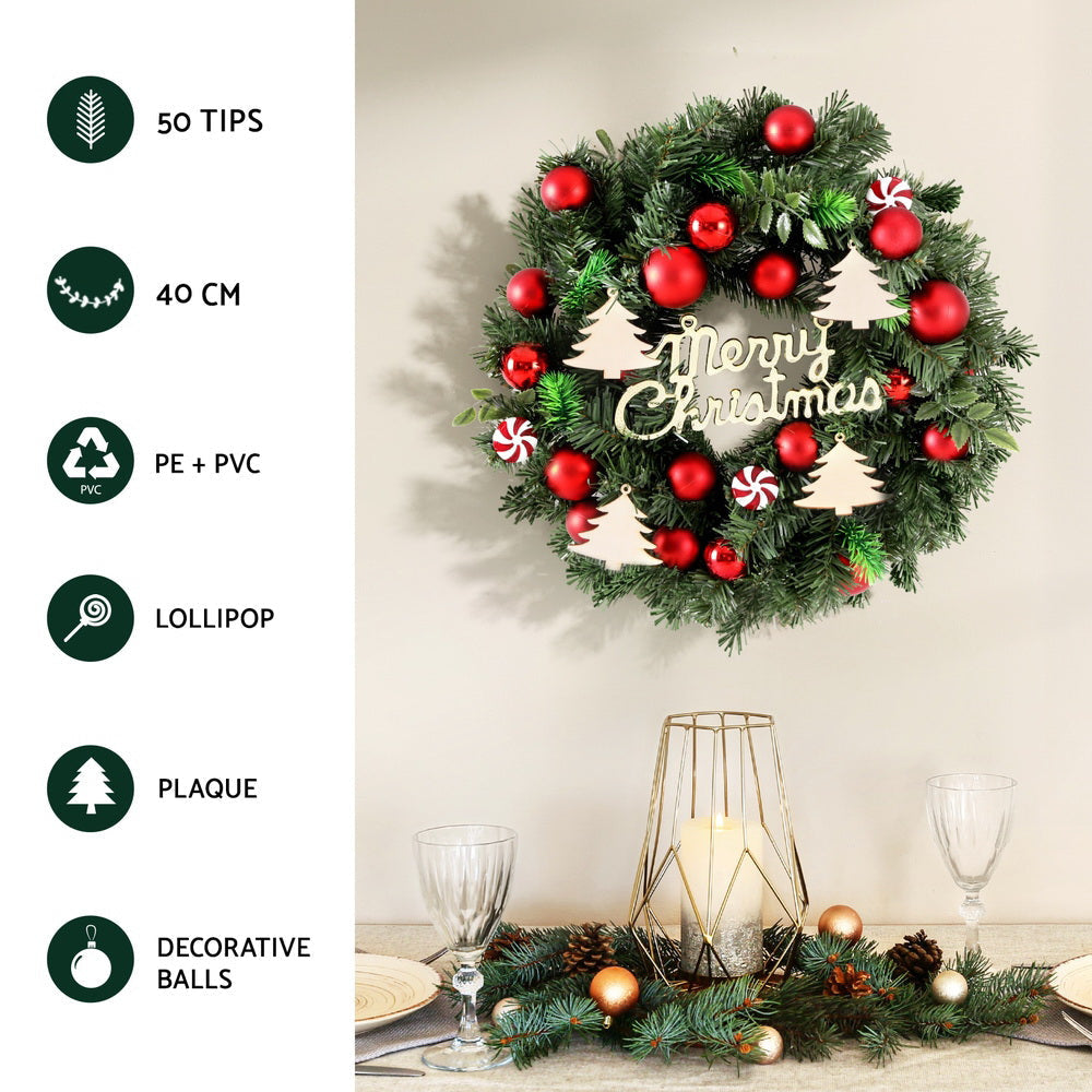 Christmas Wreath 40CM Xmas Garland Baubles Ornaments Party Decor Fast shipping On sale