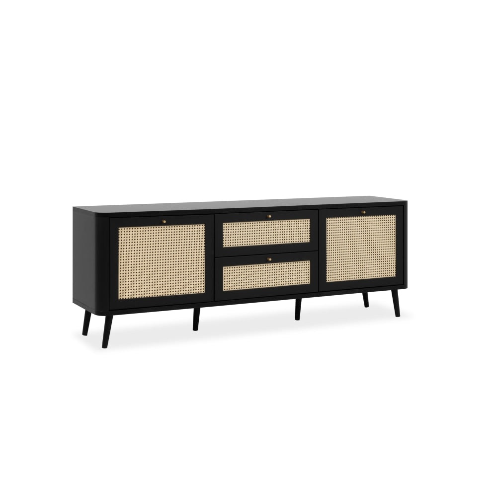 Cliff Lowline Wooden TV Stand Entertainment Unit 2-Doors 2-Drawers Black Fast shipping On sale