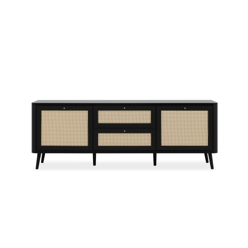 Cliff Lowline Wooden TV Stand Entertainment Unit 2-Doors 2-Drawers Black Fast shipping On sale