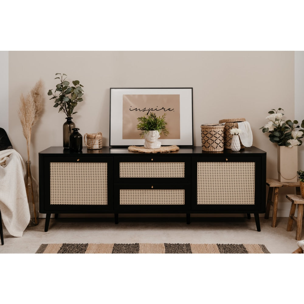 Cliff Lowline Wooden TV Stand Entertainment Unit 2-Doors 2-Drawers Black Fast shipping On sale
