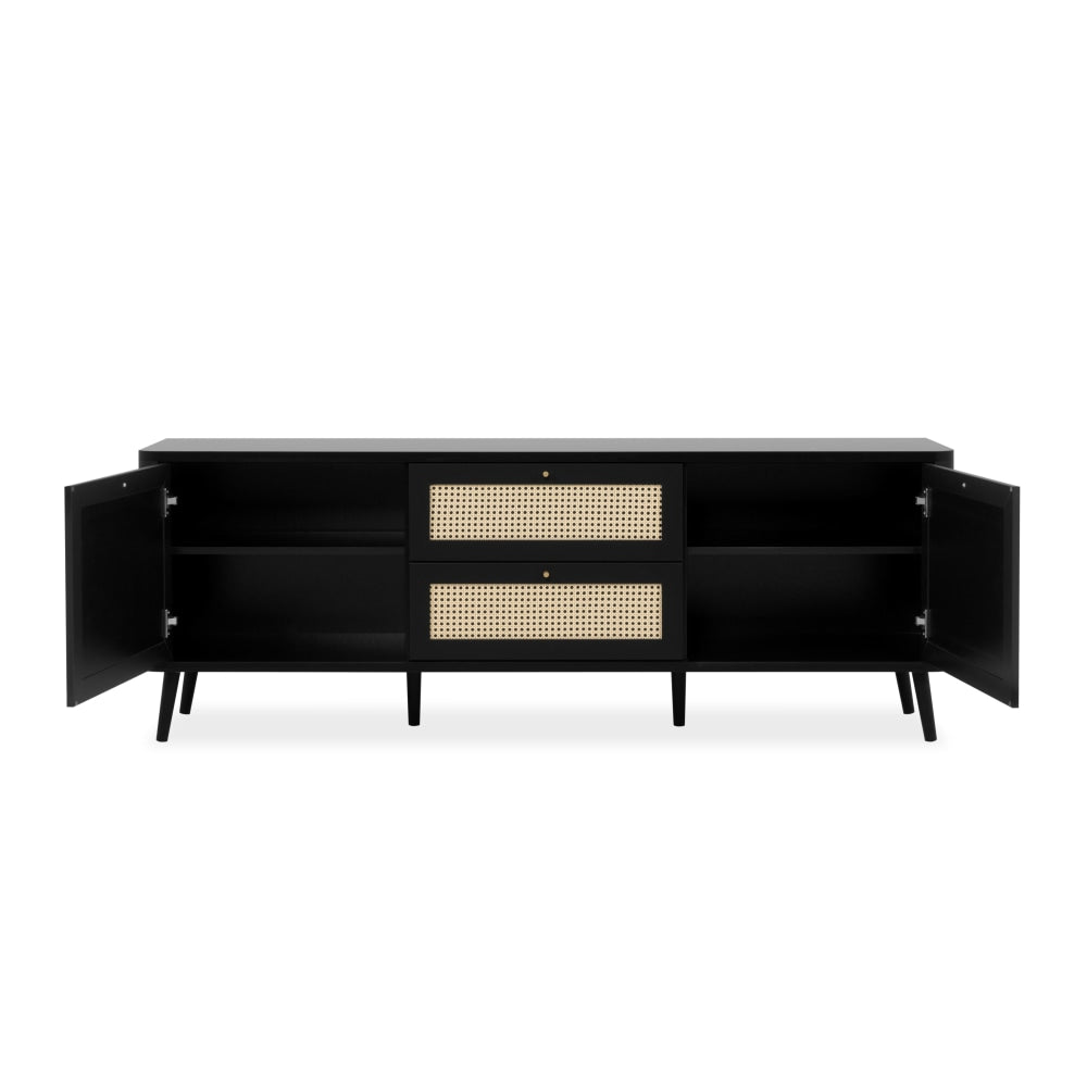 Cliff Lowline Wooden TV Stand Entertainment Unit 2-Doors 2-Drawers Black Fast shipping On sale