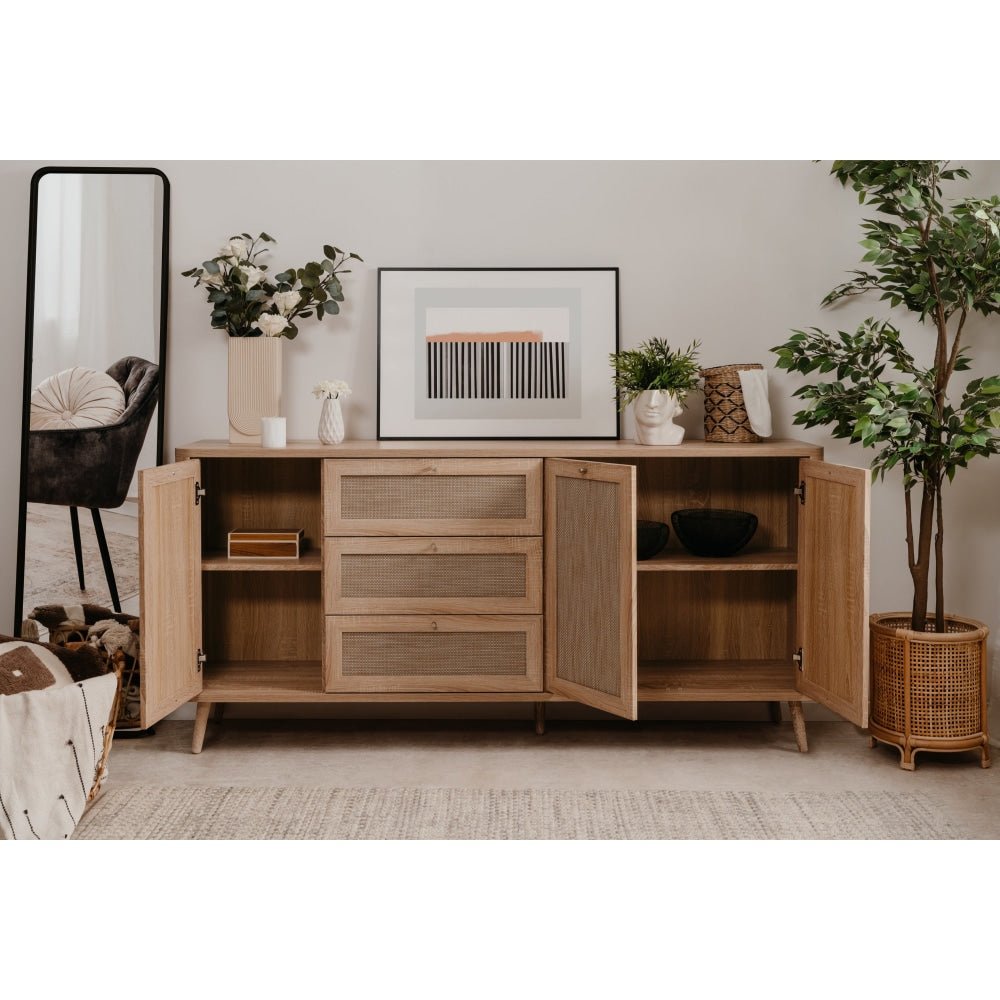 Cliff Wooden Buffet Unit Sideboard Storage Cabinet 3-Doors 3-Drawers Oak & Fast shipping On sale