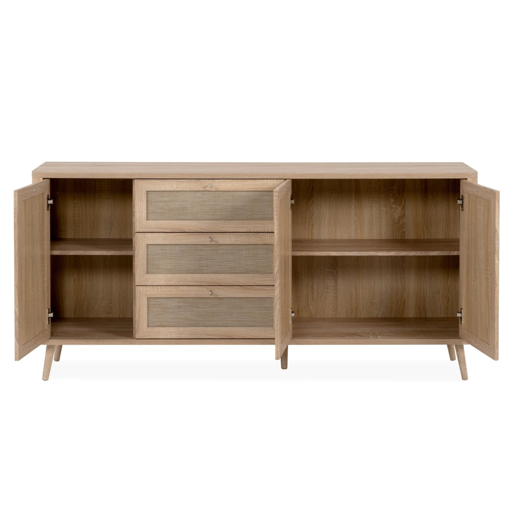 Cliff Wooden Buffet Unit Sideboard Storage Cabinet 3-Doors 3-Drawers Oak & Fast shipping On sale