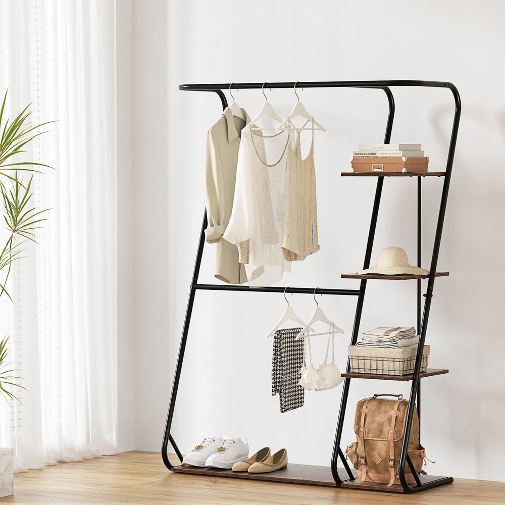 Clothes Rack Coat Stand 172cm 4-Tier Walnut Fast shipping On sale