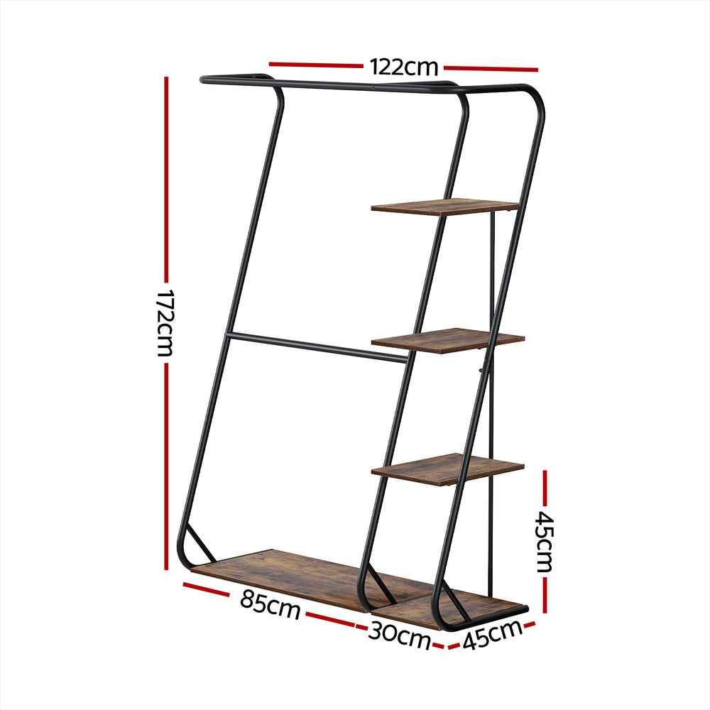 Clothes Rack Coat Stand 172cm 4-Tier Walnut Fast shipping On sale