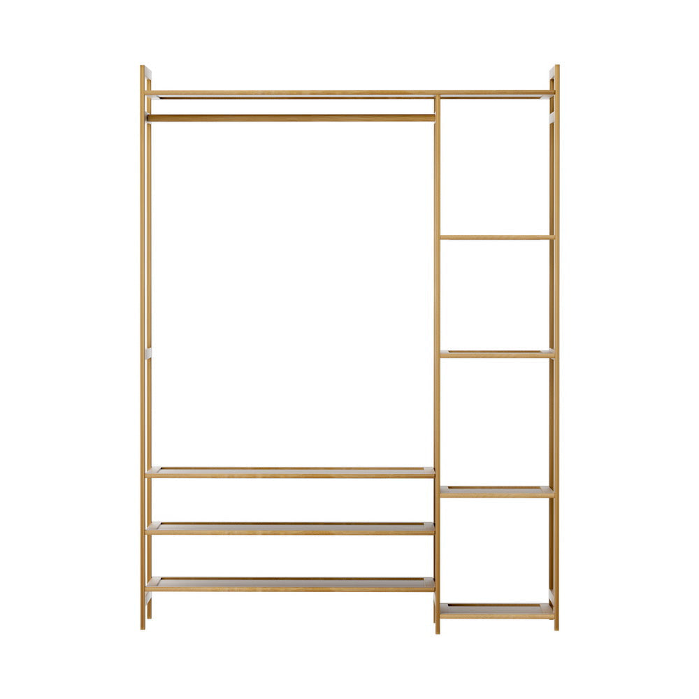 Clothes Rack Coat Stand 8 Shelves Bamboo Fast shipping On sale