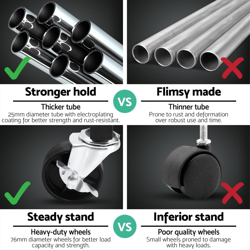 Clothes Rack Double Rod Airer Rail Coat Stand Adjustable Hanger Fast shipping On sale