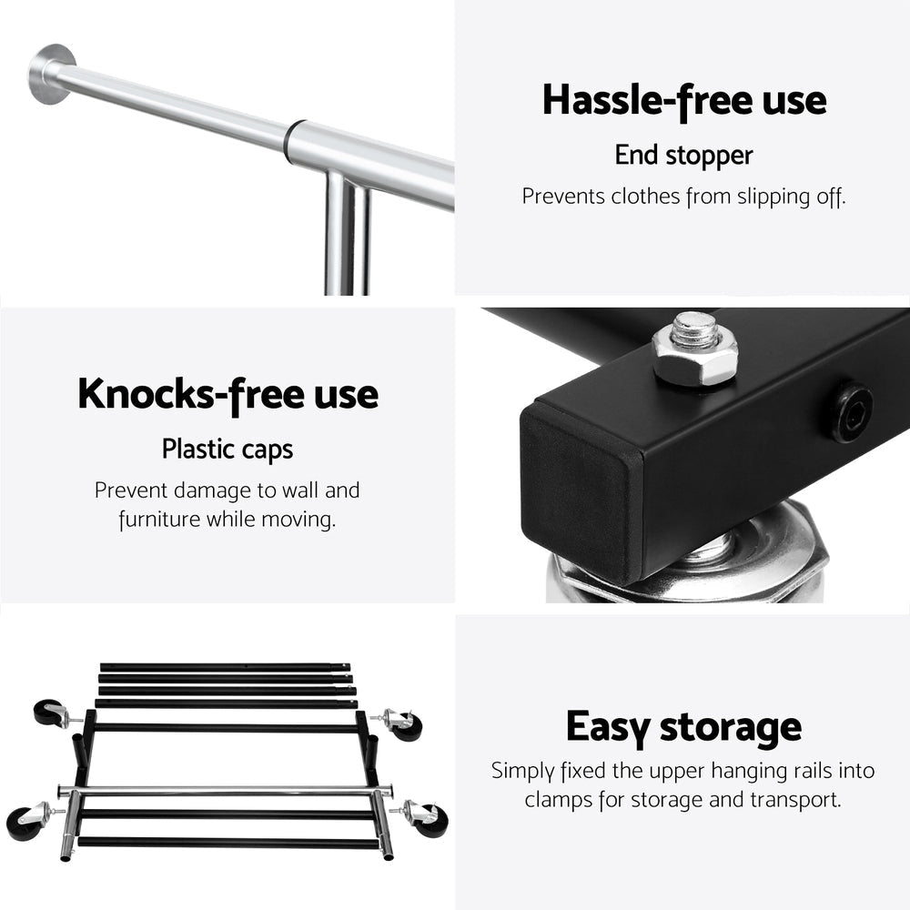 Clothes Rack Double Rod Airer Rail Coat Stand Adjustable Hanger Fast shipping On sale