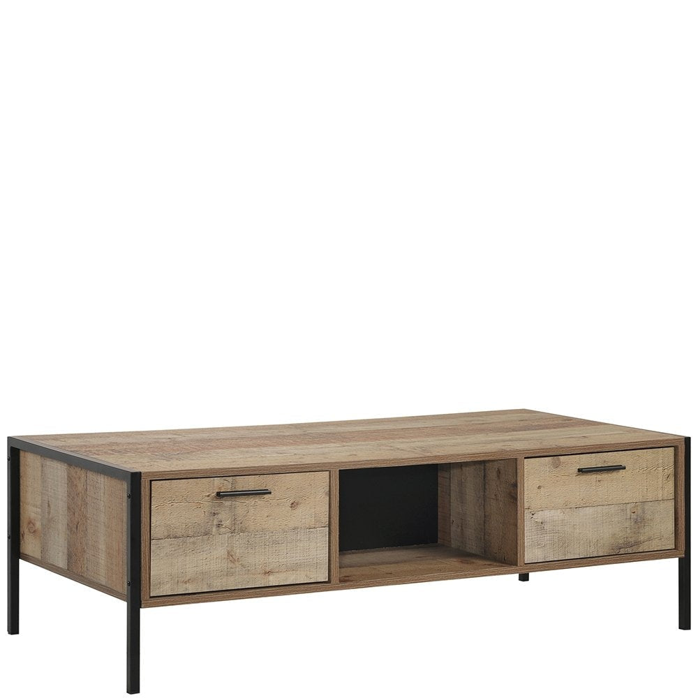 Coffee Table 2 Drawers Particle Board Storage in Oak Colour Fast shipping On sale