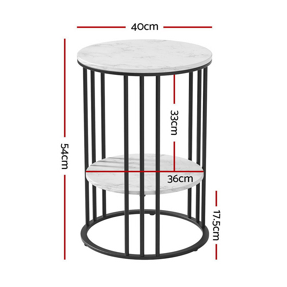 Coffee Table 2-Tier Round Marble Effect Fast shipping On sale