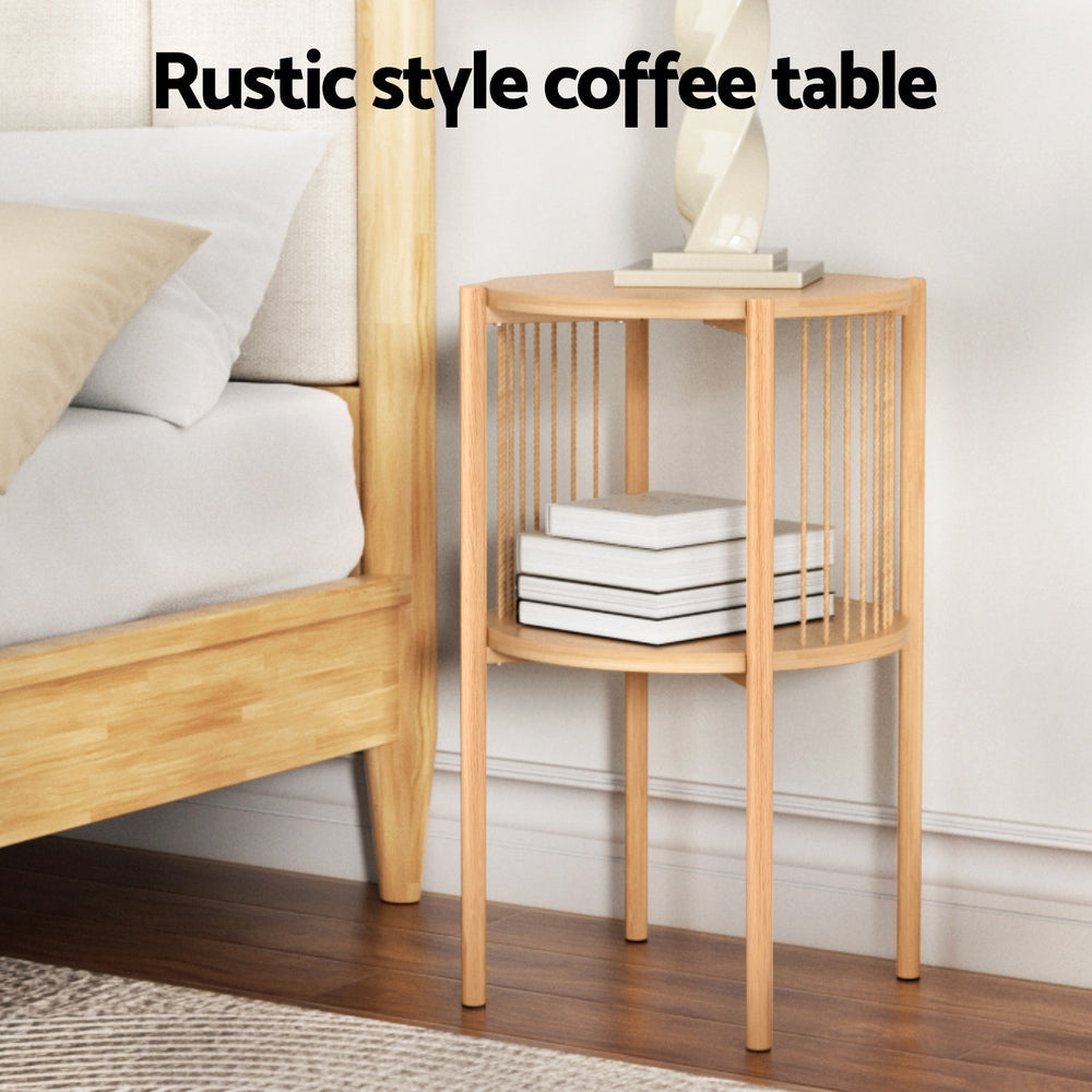 Coffee Table 2-Tier Round Wood Fast shipping On sale