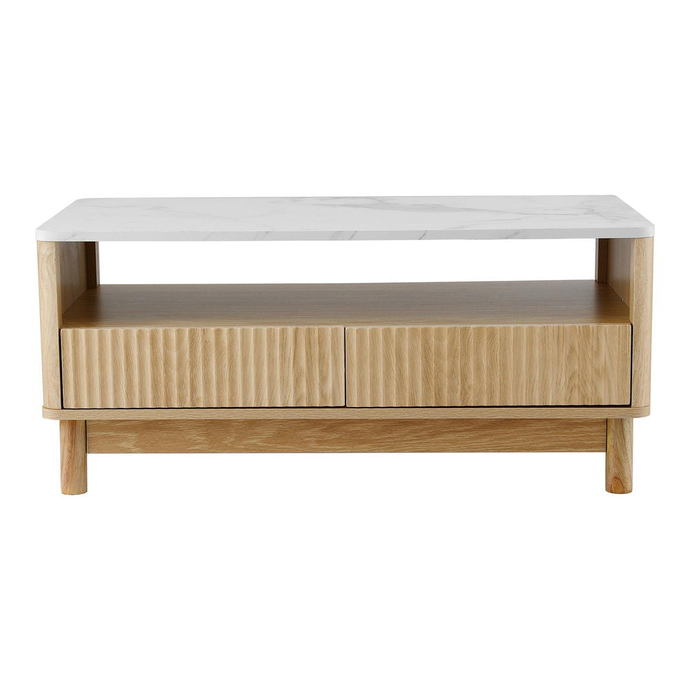 Coffee Table Drawer Shelf Marble Effect Wood&White Fast shipping On sale