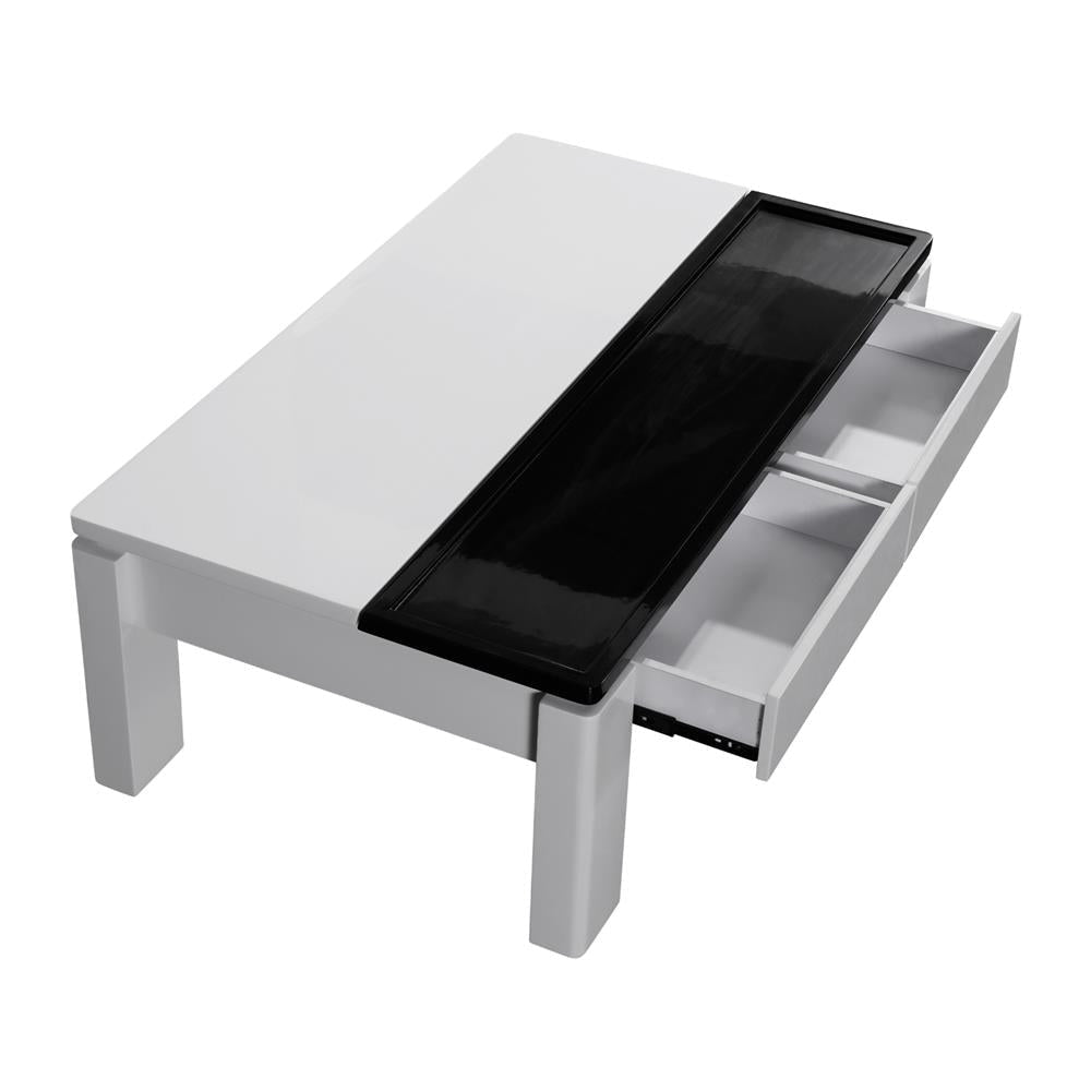 Coffee Table High Gloss Finish Lift Up Top MDF Black & White Colour Interior Storage Fast shipping On sale