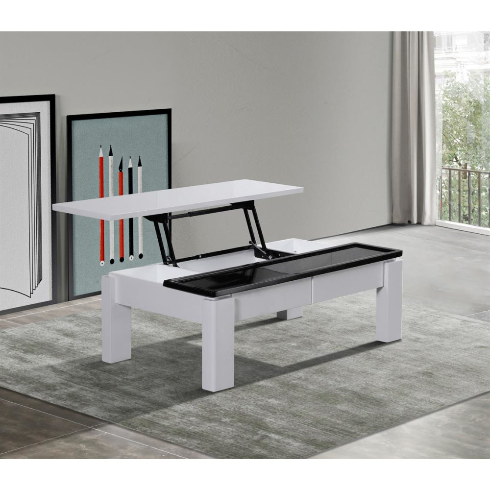 Coffee Table High Gloss Finish Lift Up Top MDF Black & White Colour Interior Storage Fast shipping On sale