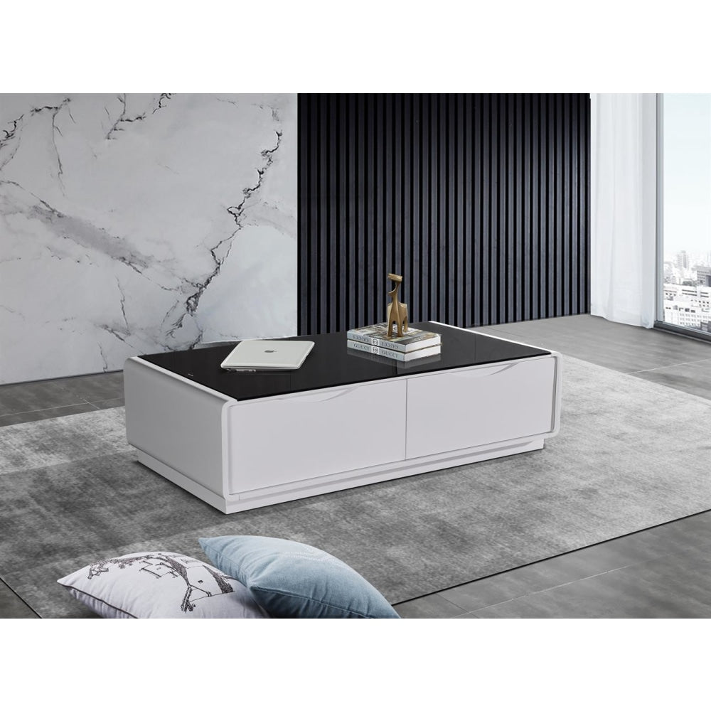 Coffee Table High Gloss Finish MDF Black & White Colour with 2 Drawers Storage Fast shipping On sale