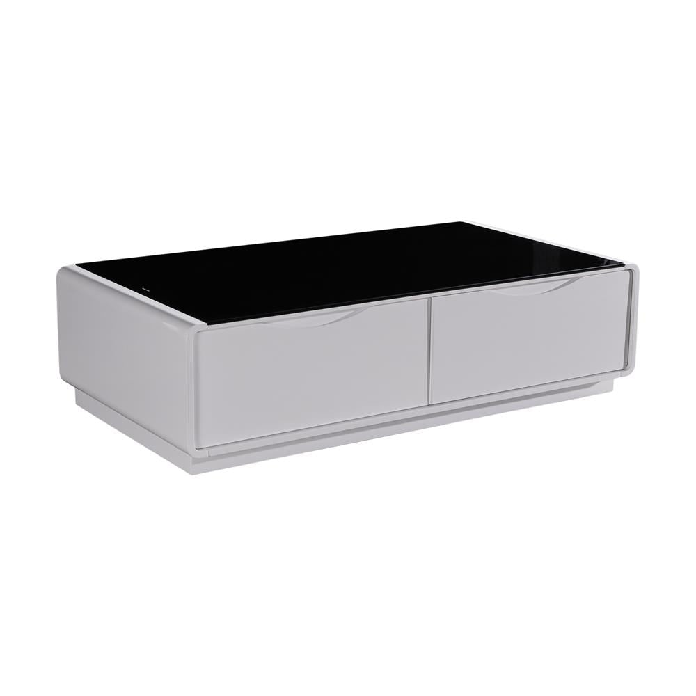 Coffee Table High Gloss Finish MDF Black & White Colour with 2 Drawers Storage Fast shipping On sale