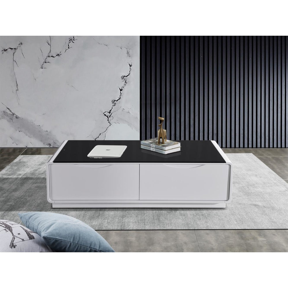 Coffee Table High Gloss Finish MDF Black & White Colour with 2 Drawers Storage Fast shipping On sale