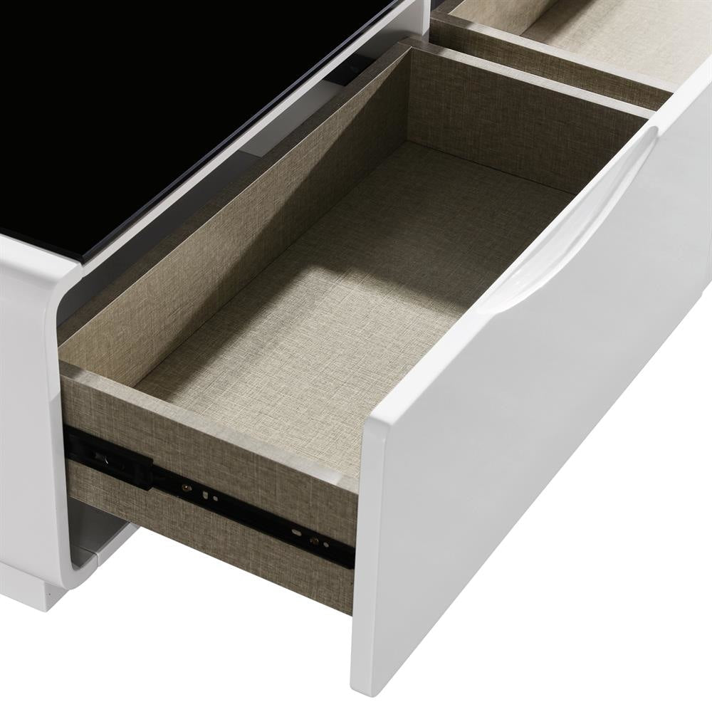 Coffee Table High Gloss Finish MDF Black & White Colour with 2 Drawers Storage Fast shipping On sale