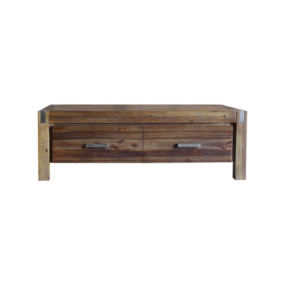 Coffee Table Solid Acacia Wood & Veneer 1 Drawer Storage Chocolate Colour Fast shipping On sale