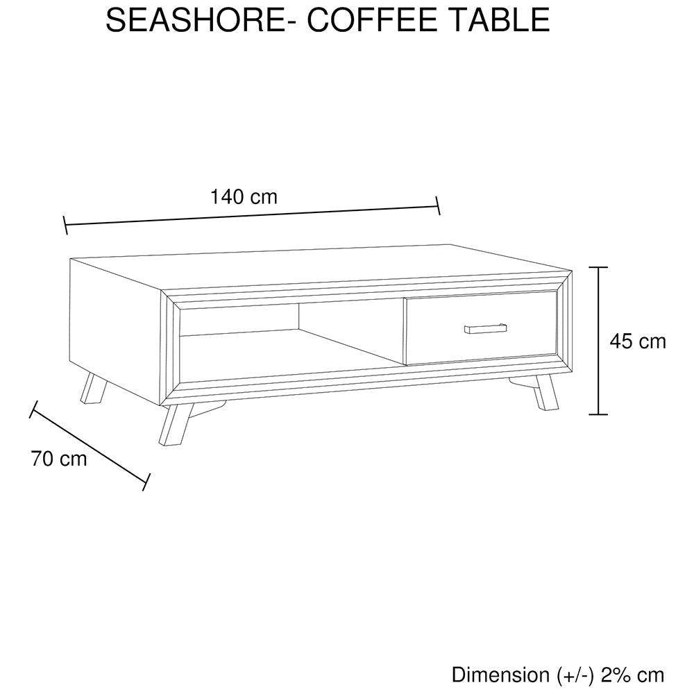 Coffee Table Solid Wood Acacia & Veneer Frame 2 Drawers Storage Sliver Brush Colour Fast shipping On sale