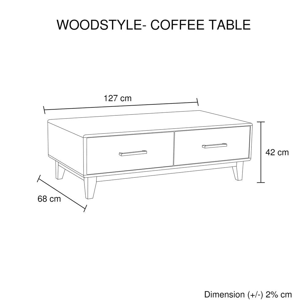 Coffee Table Wooden Frame 2 Drawers Storage in Light Brown Colour Fast shipping On sale