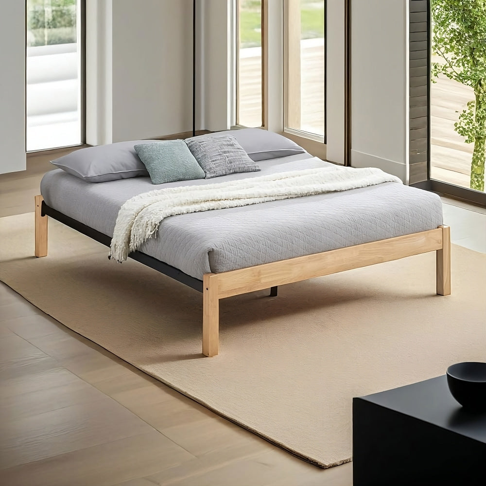 Condie Platform Bed Frame Base Double Size Natural/Black Fast shipping On sale