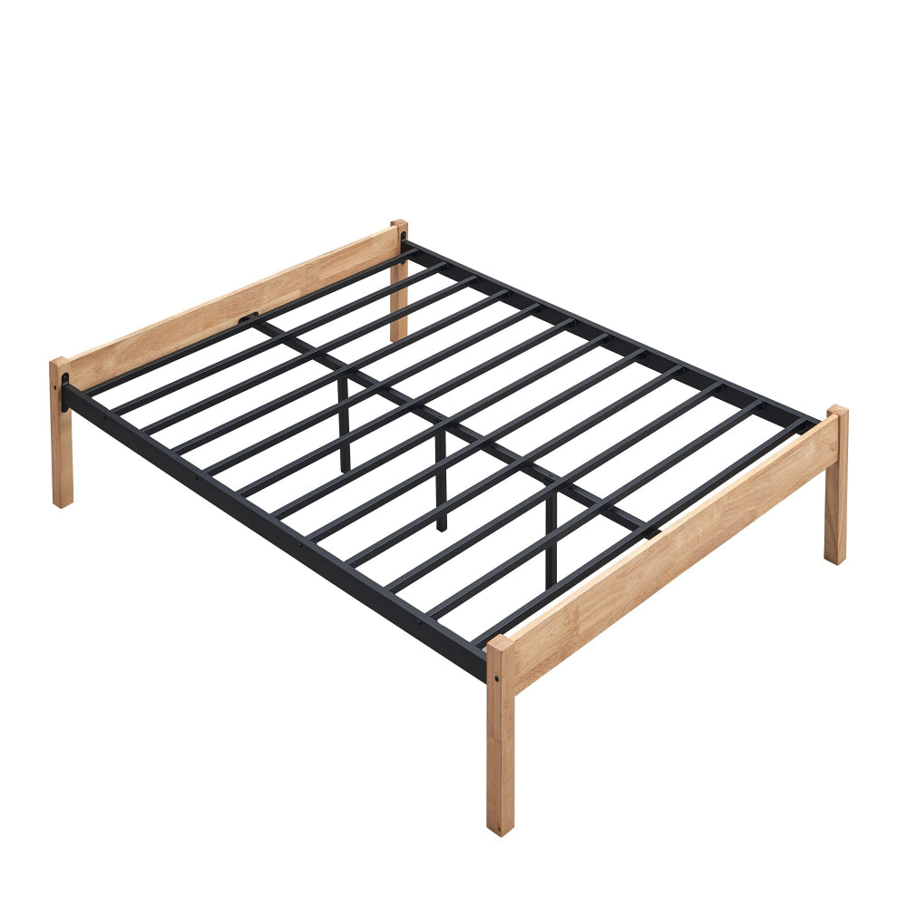 Condie Platform Bed Frame Base Double Size Natural/Black Fast shipping On sale