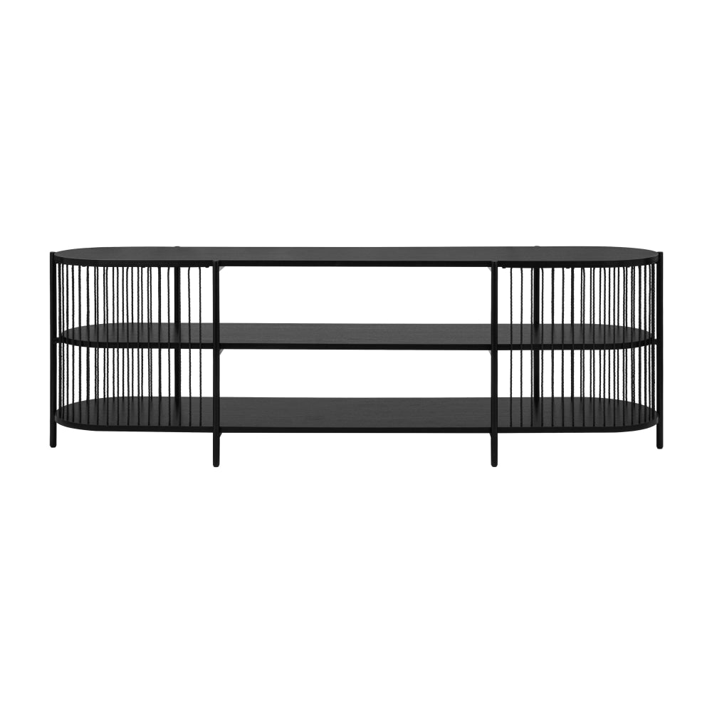 Connel 3-Tier Wooden Open Shelves TV Stand Enterintainment Unit 184cm Black Fast shipping On sale