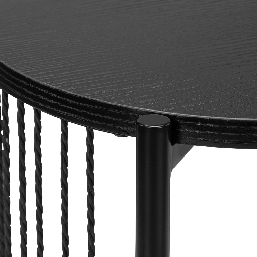 Connell Modern Round Wooden End Lamp Side Table - Black Fast shipping On sale