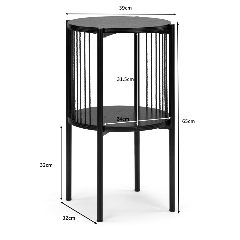 Connell Modern Round Wooden End Lamp Side Table - Black Fast shipping On sale