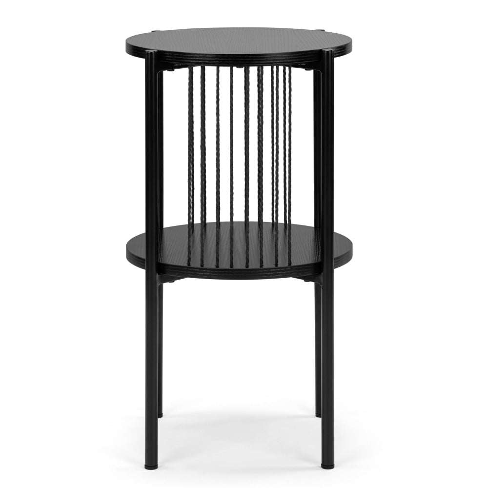 Connell Modern Round Wooden End Lamp Side Table - Black Fast shipping On sale