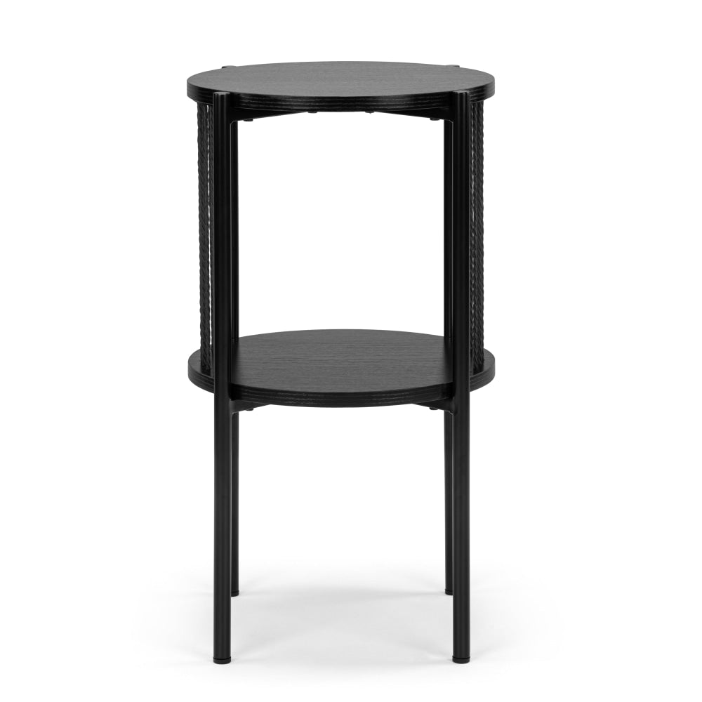 Connell Modern Round Wooden End Lamp Side Table - Black Fast shipping On sale